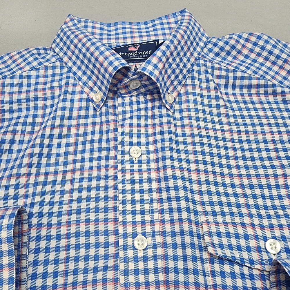 Vineyard Vines Crosby Shirt Blue Gingham Plaid Slim Fit Mens Large‎ L